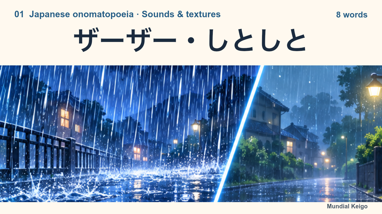 ザーザー and しとしと: heavy and gentle rain