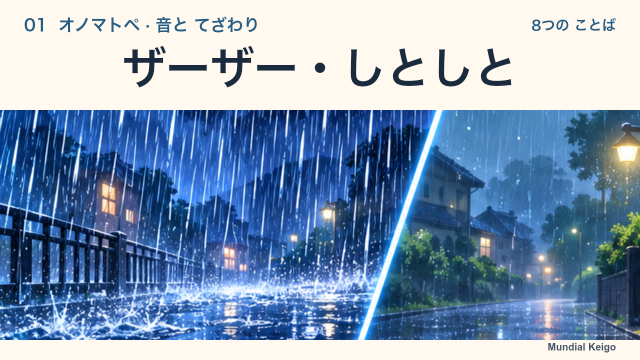 ザーザーとしとしと：強い雨と静かな雨